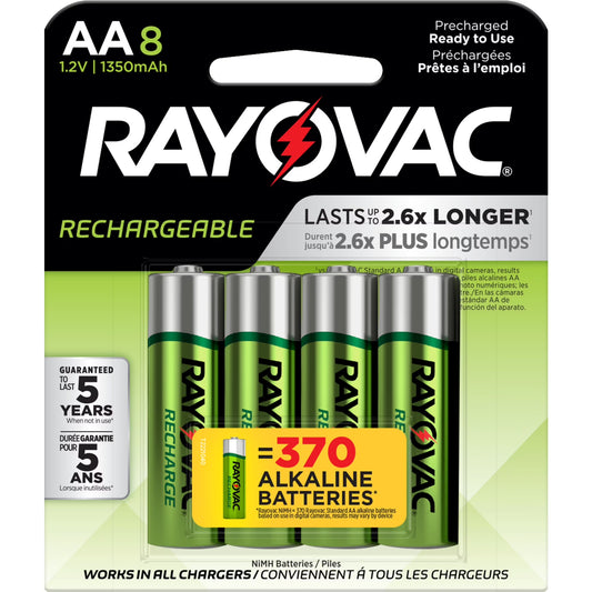 Rechargeable AA Batteries (8 Pack), Nimh Double a Batteries