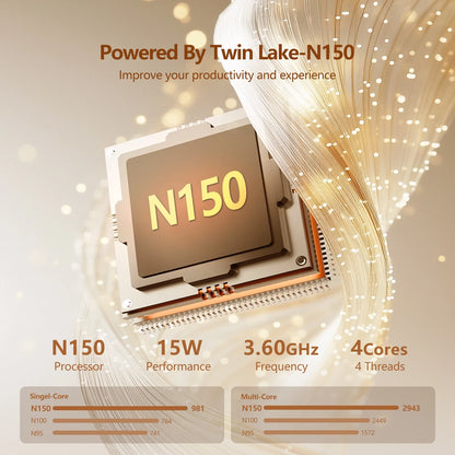 Narrow Bezel 15.4 Inch Laptop Computer with N150 Processor(Up to 3.6Ghz) 16GB RAM 512GB SSD FHD Premium Laptop,Wifi 5,BT 4.2,Fingerprint Unlocking,Backlit Keyboard, Windows 11 Pro
