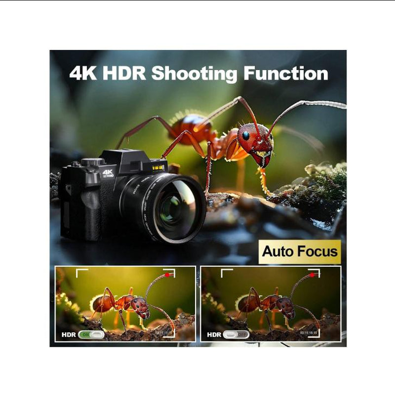 4K Digital Cameras for Photography,48Mp/60Fps Video Camera for Vlogging, Wifi & App Control Vlogging Camera , Small Camera with 32GB TF Card.Wide-Angle & Macro Lens