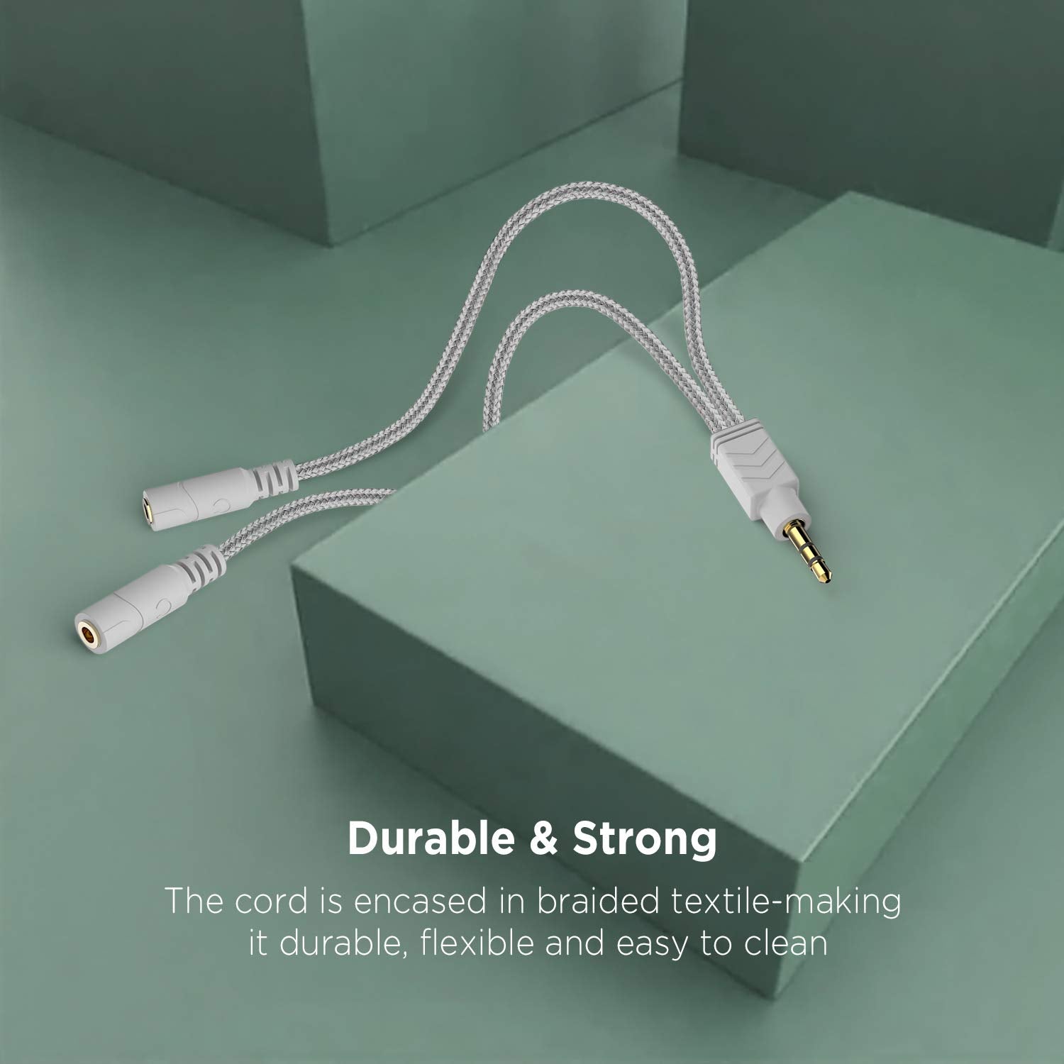 Headphone Splitter, AUX Splitter Cable for Headset Knitted 3.5Mm Splitter 2-Way Audio Splitter Stereo Audio Y Cable Produces Equal Audio Output for Headphones Earphones Speakers Joy Series