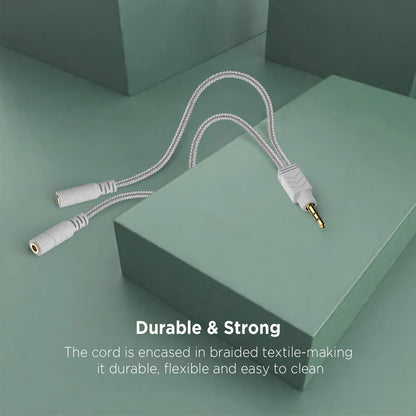 Headphone Splitter, AUX Splitter Cable for Headset Knitted 3.5Mm Splitter 2-Way Audio Splitter Stereo Audio Y Cable Produces Equal Audio Output for Headphones Earphones Speakers Joy Series