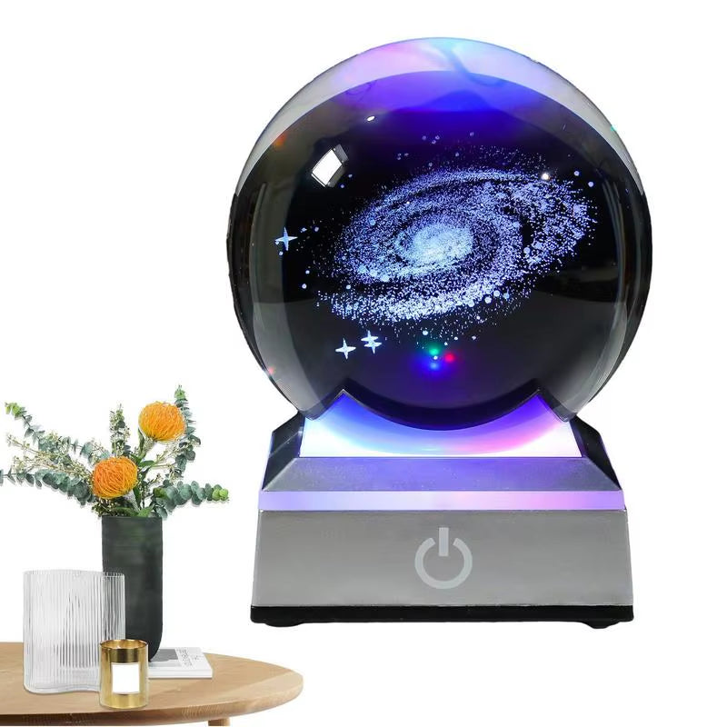 3D Crystal Ball LED Night Light: Solar System/Galaxy