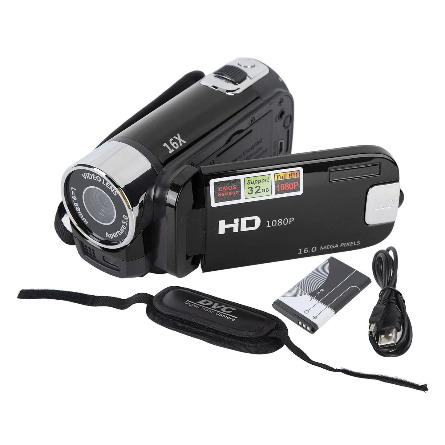 2.7In Camera 4K Camera Vlogging Camera 4K 48MP DV Camera 2.7In TFT Rotatable Screen 16X Digital Zoom Video Camera with USB Cable