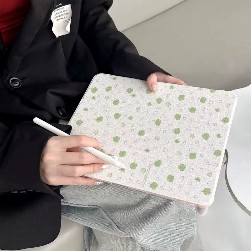Lucky Four-Leaf Clover Smart Case for Ipad Air 6 Case Ipad 10Th Gen Air 5 4 10.9 Pro 11 12.9Inch Ipad 10.2 7Th 8Th 9Th 9.7 5/6Th