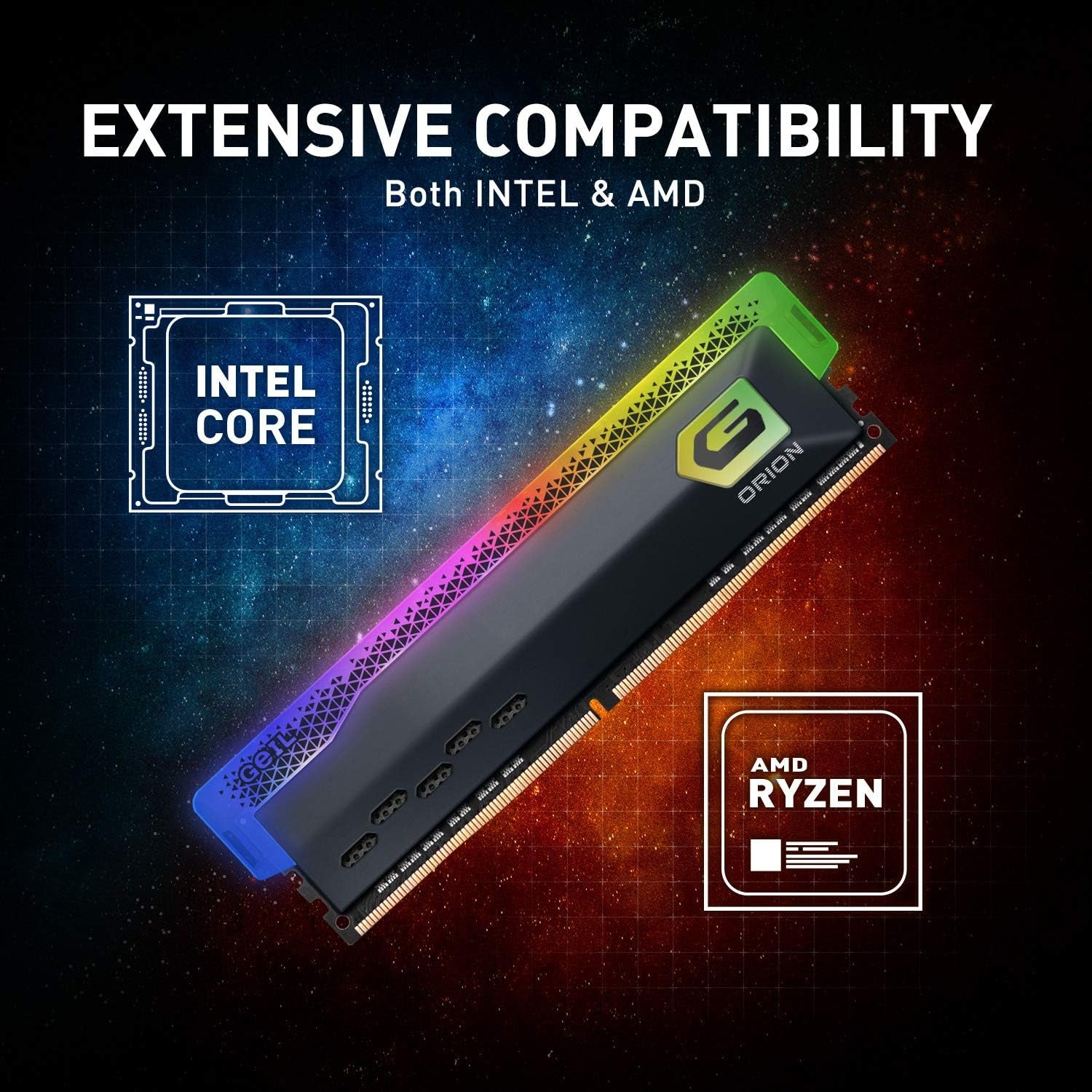 Orion RGB DDR4 RAM, 16GB (8Gbx2) 3200Mhz 1.35V XMP2.0, Intel/Amd Compatible, Long DIMM High Speed Desktop Memory, Hardcore Immersive Gaming/Multimedia Content Creation/Quality Live Streaming