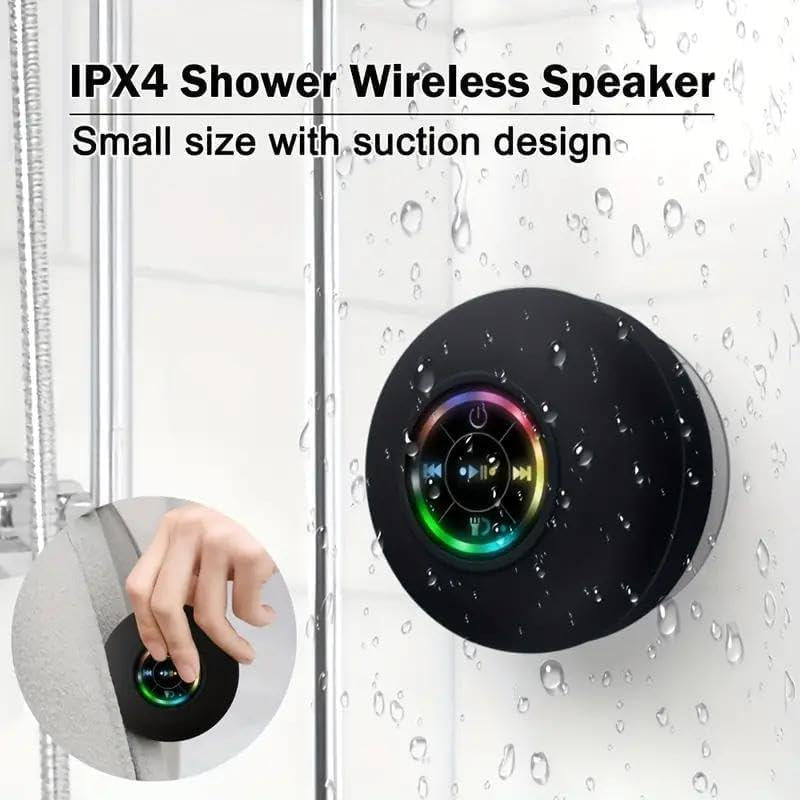 Waterproof Bluetooth Shower Speaker with LED: Portable, Hands-Free, Rechargeable