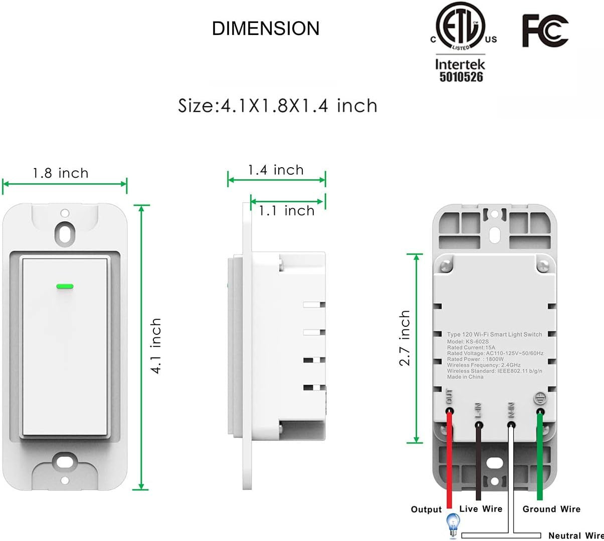 Smart Light Switch, Double Smart Wifi Light Switches, Smart Switch 2 Gang Works with Alexa Google Assistant