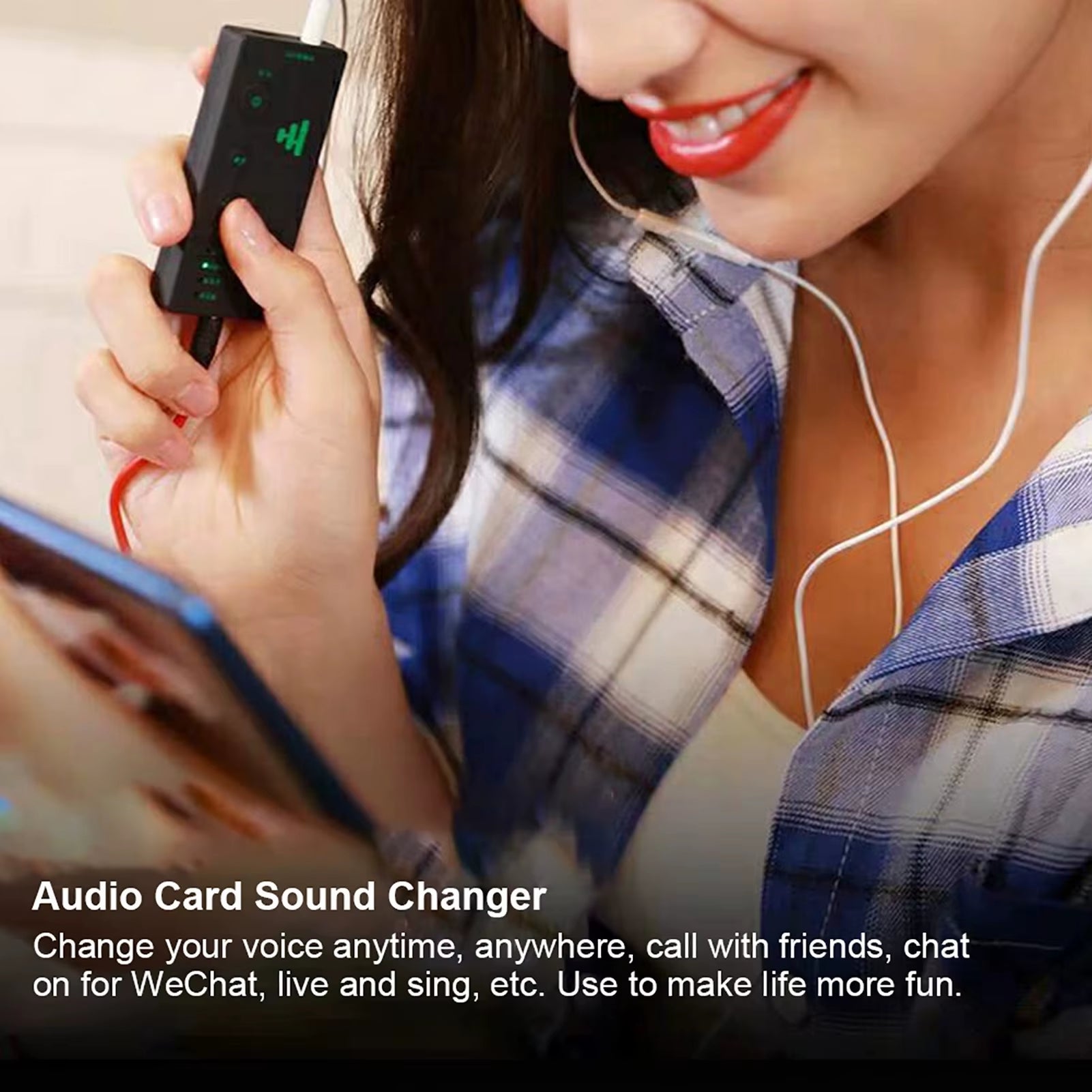External Sound Card Portable Voice Changer Live Broadcast Sound Card for Mobile Phone PC (English Version) Audio Sound Card