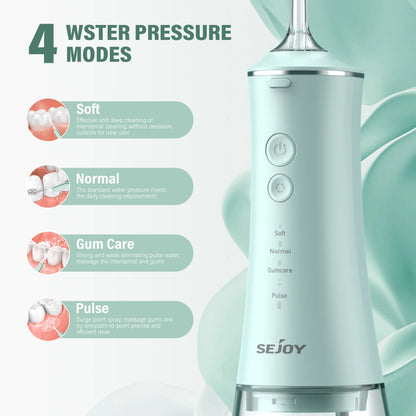 Oral Irrigator USB Rechargeable Water Flosser Portable Dental Water Jet 280ML Water Tank Waterproof Teeth Cleaner for Oral