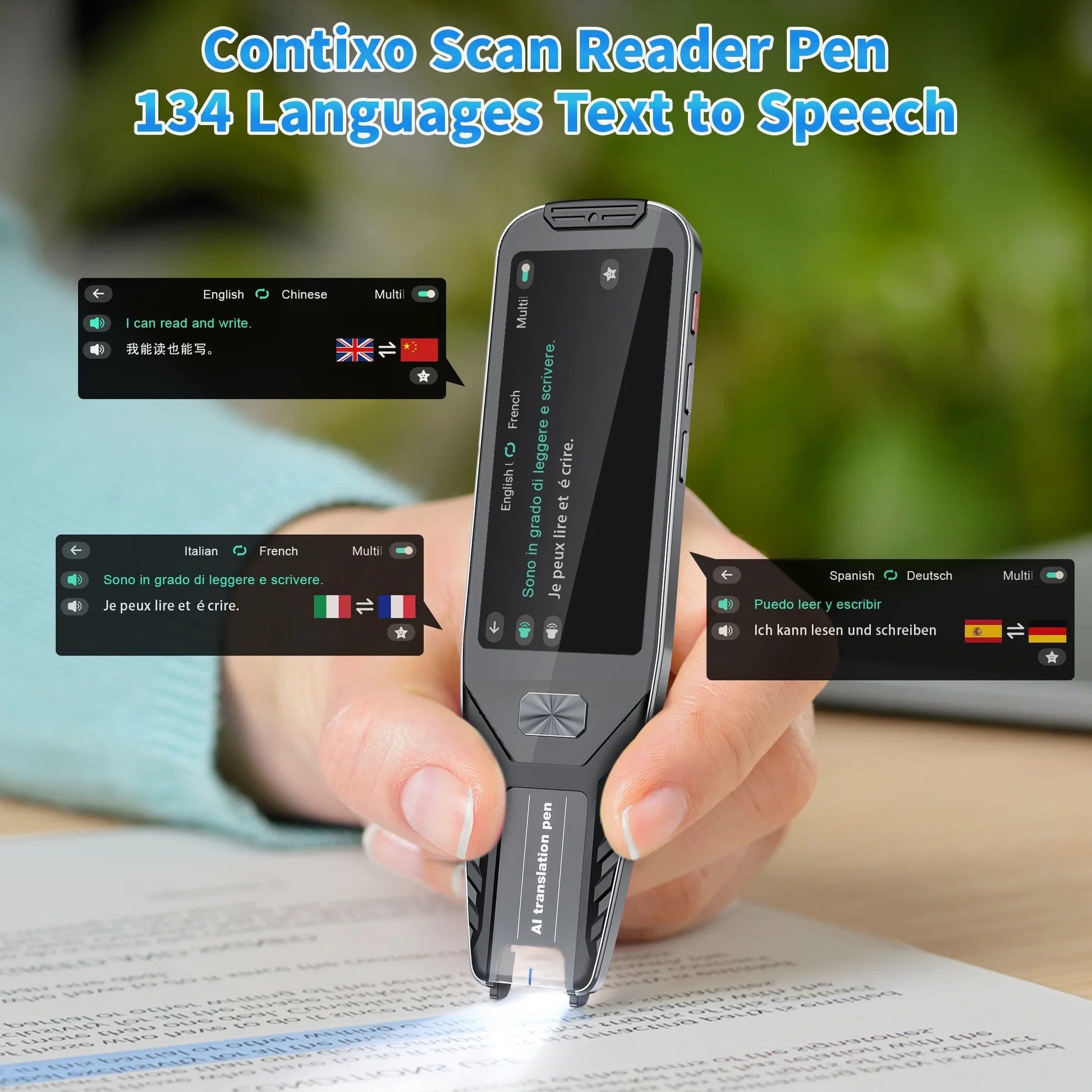 P1 Smart Scanning Translator Pen - 134 Voice Language Translator, Photo & Text Scanning