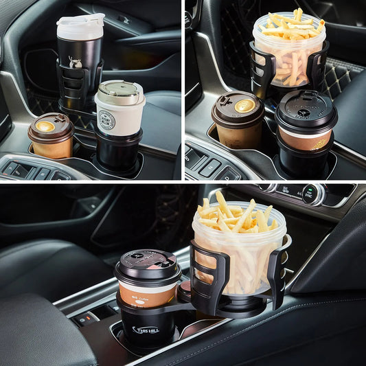 2 in 1 Multifunctional Car Cup Holder Expander with Adjustable Base, Cup Holder Extender for Car for Bottles Cups Drinks Snack