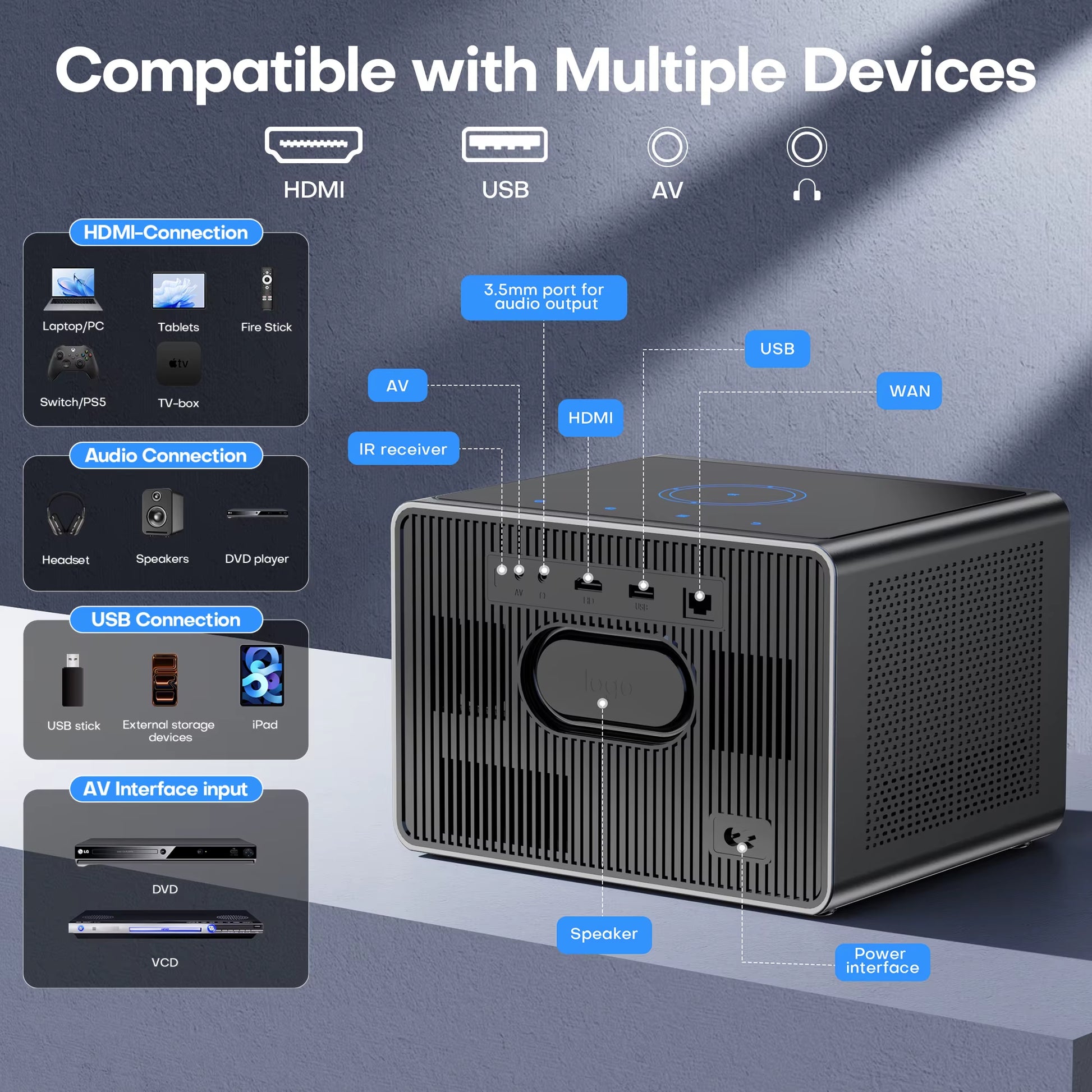 2026 X06 50000Lumens Daylight Projector Full HD 1080P Laser TOF Focus Projector BT5.4 Wifi6 UHD Google TV Projector 4K