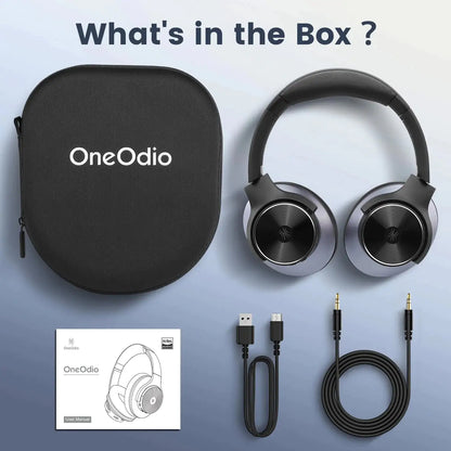 OneOdio A10 ANC Wireless Headphones – -35dB Noise Cancelling, Hi-Res Audio, USB-C Fast Charge, 40mm Drivers, 35–45H Battery, Dual Device, Case Included