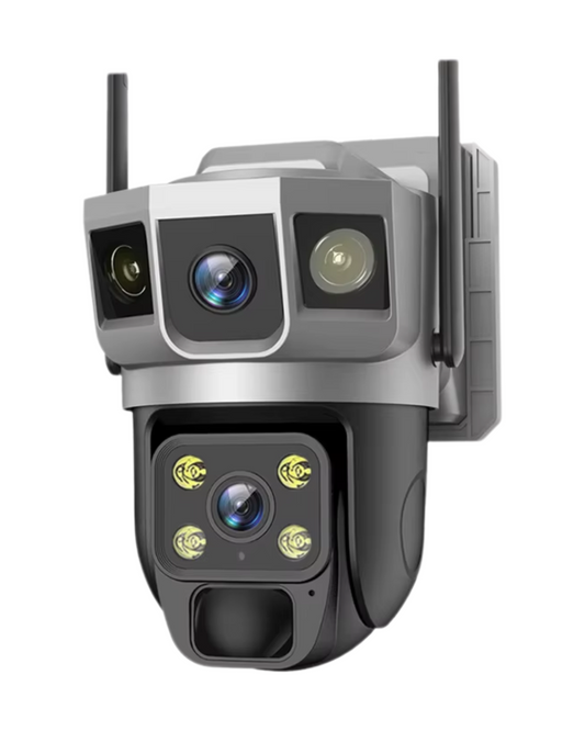 4G LTE Solar Security Camera - Wireless Outdoor 360° PTZ Dual Lens CCTV with Night Vision
