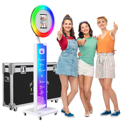 Portable Photo Booth Compatible with Any Ipad, Large Lightbox Ipad Photo Booth for Christmas Wedding Party Shell Stand Software