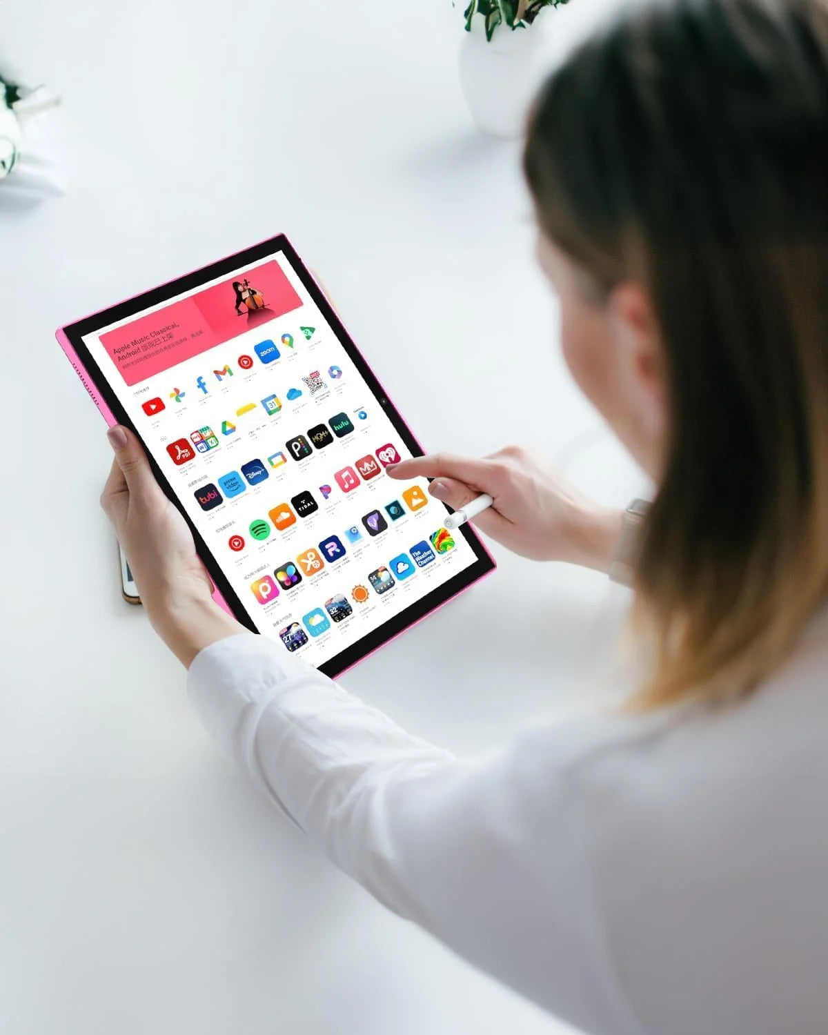 Tablet 2 in 1 Tablet with Keyboard Case Mouse Stylus Pen, 10 Inch Tablet Android 14 Tablets PC, 10.1" HD Tab 6000Mah Battery 32GB+1024GB Expandable 2MP+8MP Dual Camera Tableta Computer Pink