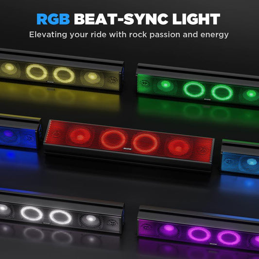 Ehaho 25 Inch UTV Sound Bar, ATV Soundbar Bluetooth with RGB Lighting, IP66 Waterproof Golf Cart Sound Bar, Amplified Powersports SXS Soundbar, UTV Speakers Compatible with Polaris RZR Can-Am