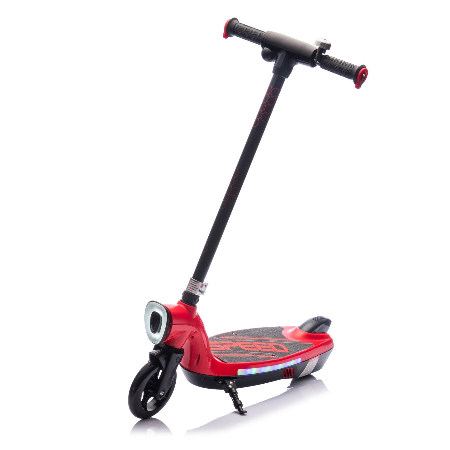Kids Electric Scooter - 5.59-6.84 MPH, LED Lights, Rear Brake, Kickstand, Bell, Wide Pedal, Ages 6+