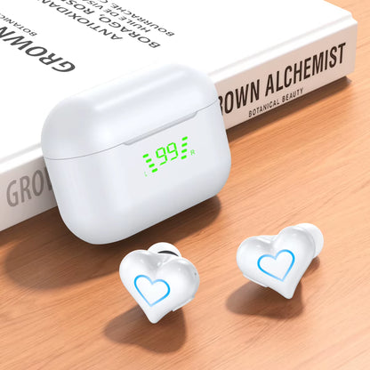 New Heart Shaped Wireless Bluetooth Headphones Wireless Earbuds Cute Music Headphones Pretty Girls like Bluetooth Headphones