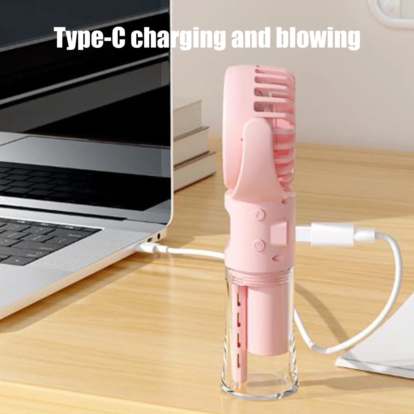 Portable Handheld Misting Fan, Rotatable Personal Spray Water Mist Fan with Visible Water Tank, USB Rechargeable Neck Fan 4 Gear Quiet Strong Airflow Cooling Fan for Outdoor Travel Camping