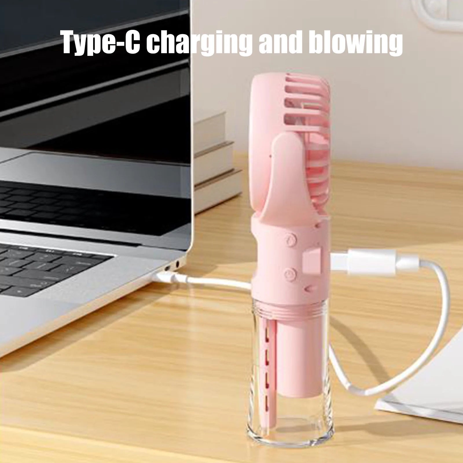 Portable Handheld Misting Fan, Rotatable Personal Spray Water Mist Fan with Visible Water Tank, USB Rechargeable Neck Fan 4 Gear Quiet Strong Airflow Cooling Fan for Outdoor Travel Camping