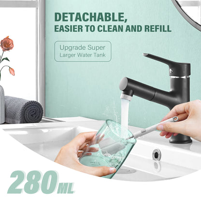 Oral Irrigator USB Rechargeable Water Flosser Portable Dental Water Jet 280ML Water Tank Waterproof Teeth Cleaner for Oral