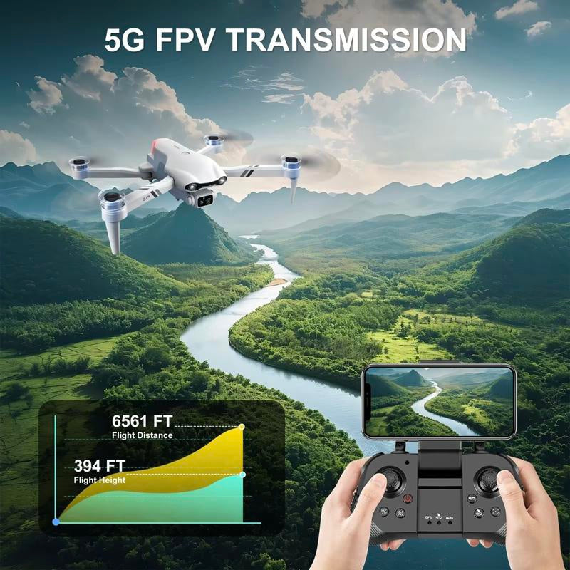 Aerial Drone F10 Pro 2025 GPS Positioning 4K UHD EIS Camera 5G Wifi FPV Brushless Motors Optical Flow Hover Intelligent Obstacle Avoidance Auto Return 360° Stunt Roll Two Batteries