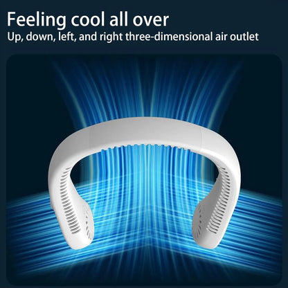New Portable Neck Fan, Hands Free Bladeless Fan,5 Speeds USB Powered Desk Fan Rechargeable Headphone Design Wearable Personal Fan