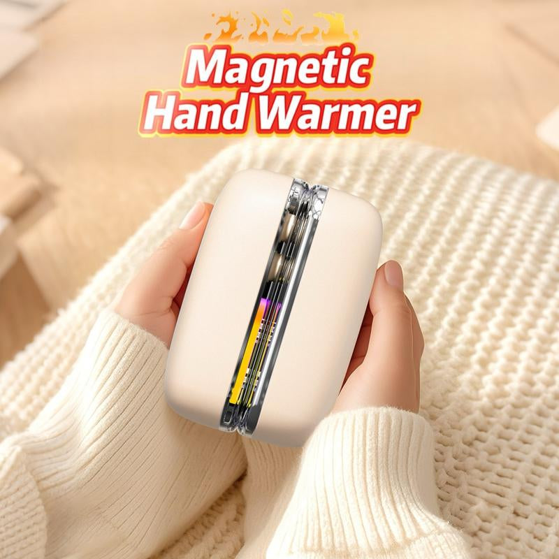 Magnetic Hand Warmer Rechargeable Digital Display 7-Color LED Lights 1.8-Second Rapid Heating Winter Gift Christmas Present