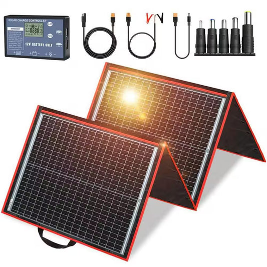 160W 18V Portable Solar Panel Kit with 2 USB Outputs for 12V Systems