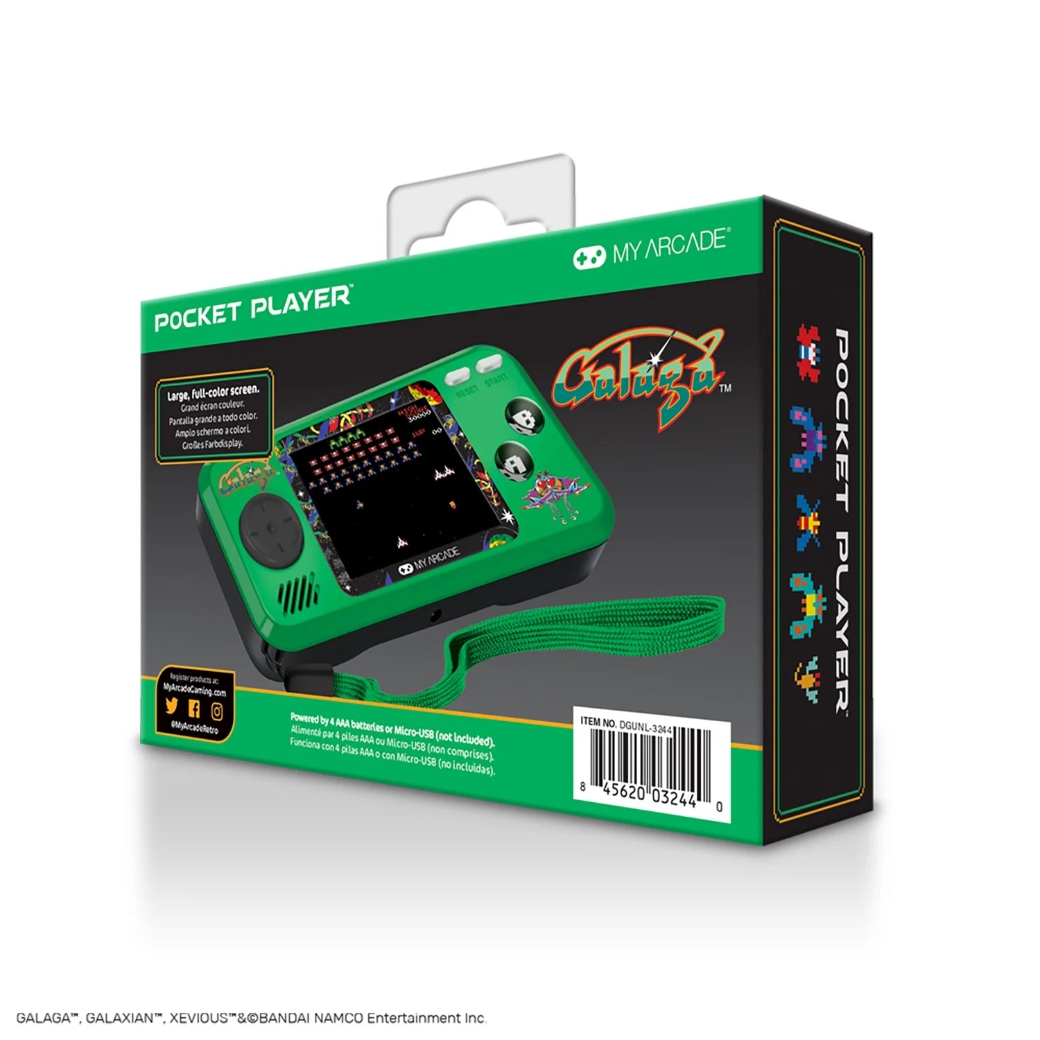 Galaga Pocket Player - Collectible Handheld Console with 3 Games