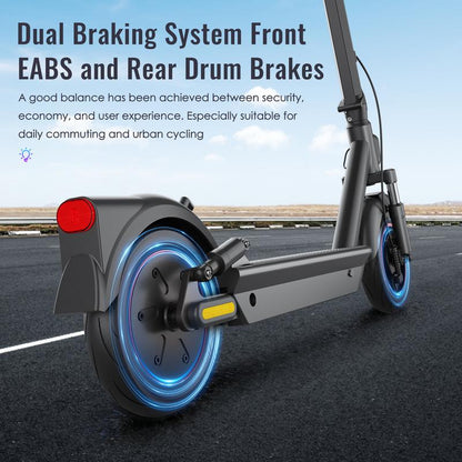 Max Pro Electric Scooter 500W Rear Drive Motor 25MPH Top Speed Dual Hydraulic Suspension 15Ah Large Battery 28 Miles Long Range 5H Fast Charging Foldable Design Smart APP Control Front and Rear Lights Official Warranty