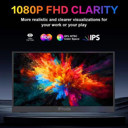 15.6"Ptotable Monitor 1920* 1080P FHD IPS 60Hz Computer Monitor with Smart Case, Black