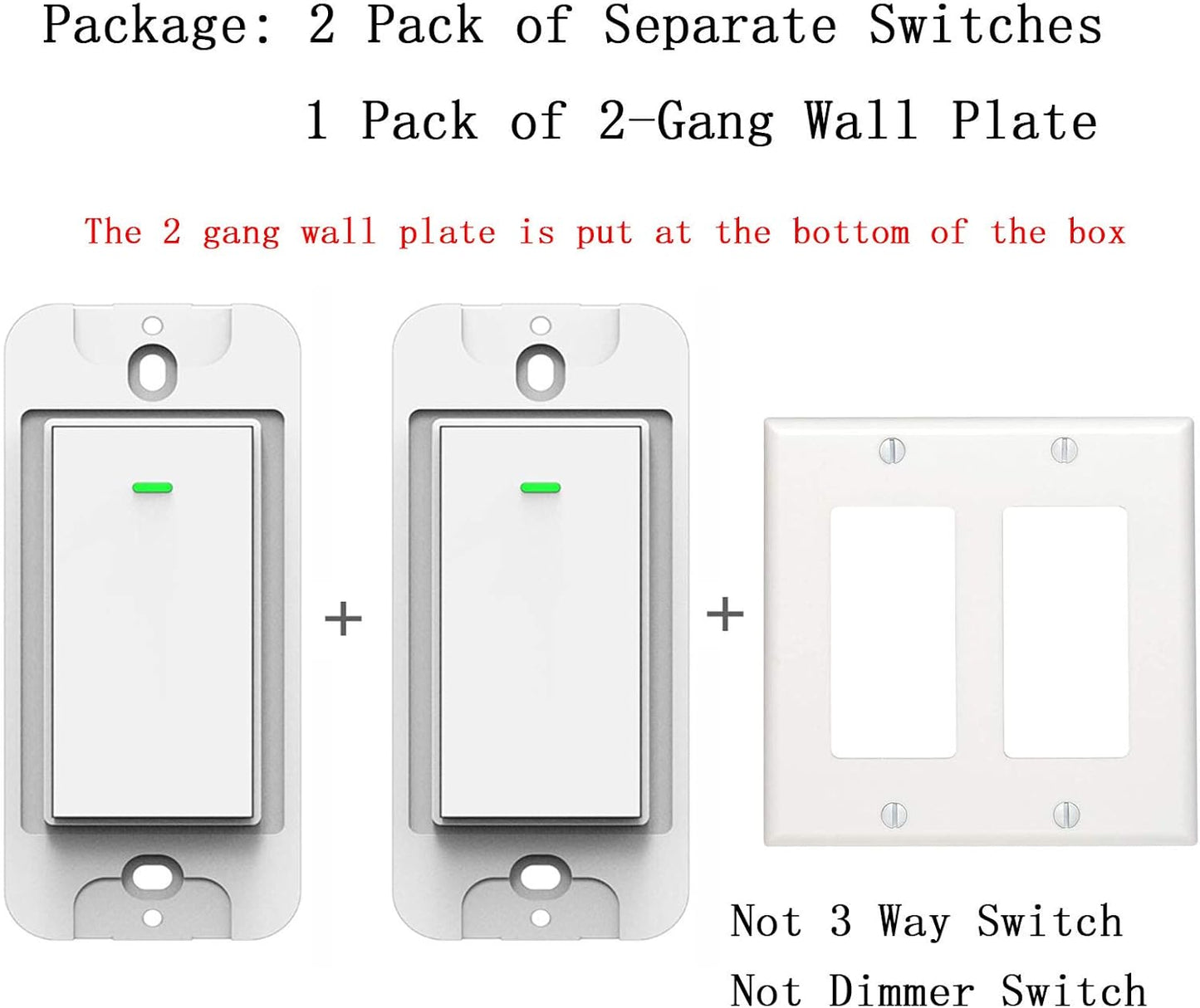 Smart Light Switch, Double Smart Wifi Light Switches, Smart Switch 2 Gang Works with Alexa Google Assistant