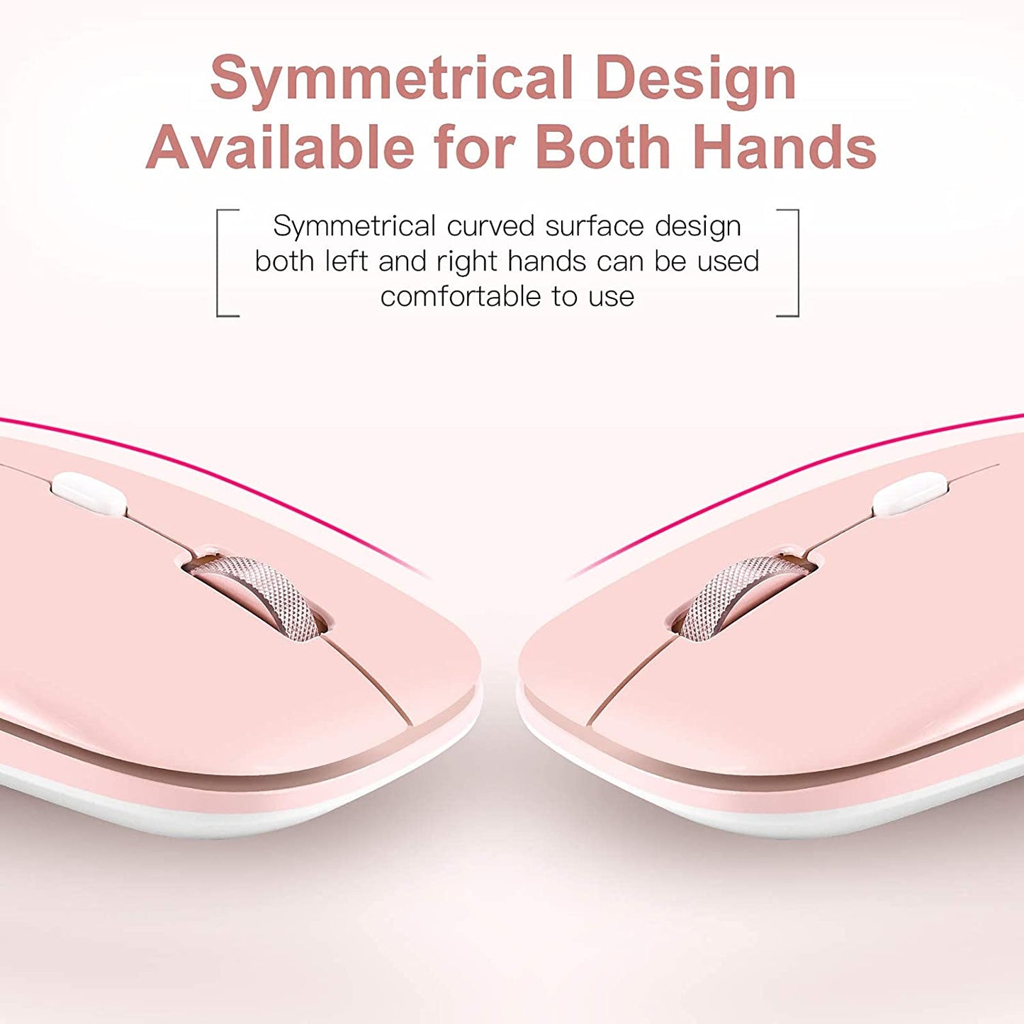 Wireless Flat Mouse, 2.4G Optical Mouse for Laptop, PC, Chromebook, Notebook, Especially Designed for Computer Bags (Pink)