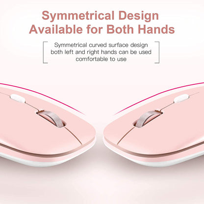 Wireless Flat Mouse, 2.4G Optical Mouse for Laptop, PC, Chromebook, Notebook, Especially Designed for Computer Bags (Pink)