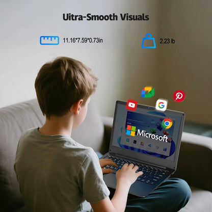 Azeyou 11.6" Full HD Laptop, N4000 (Up to 2.8Ghz) Notebook 4GB Ram,4000Mah, Russian - English Keyboard Language OS 11 Pro System