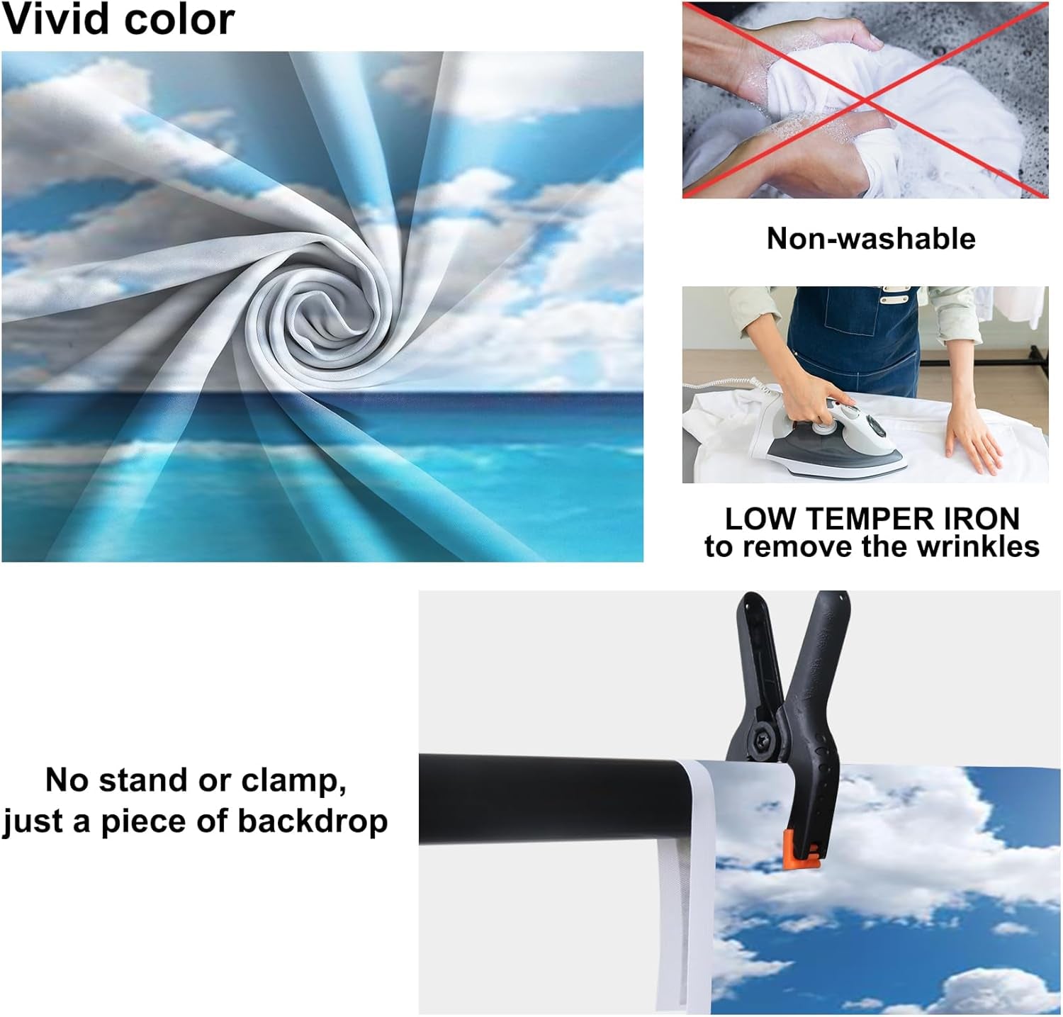 5X7Ft Seaside Beach Backdrop Blue Pure Sea Water Backdrops Blue Sky White Cloud Seaside Wedding Tropical Siesta Back Ddrop Holiday Festival Photo Shooting Props Booth Props