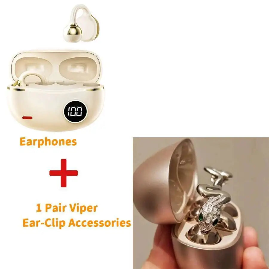 Hi-Fi Stereo Sport Wireless Earbuds Jewelry Clip Customizable Zircon Flash Diamond Ear-Clip Accessories Earphones Suit Girl Gift