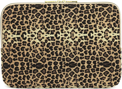 KY-03 Canvas Fabric 15.6 Inch Laptops Sleeve - Brown Leopard Print
