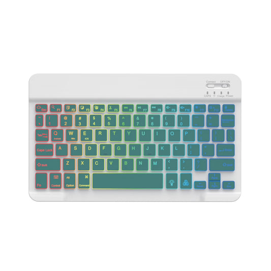 10-Inch Colorful RGB Backlit Portable Bluetooth English Keyboard Compatible with Ipad 7/8/9/10Th Gen 10.2 10.9- Universal for Phones ,Pc,And Tablets (Dark Green,English Keyboard )