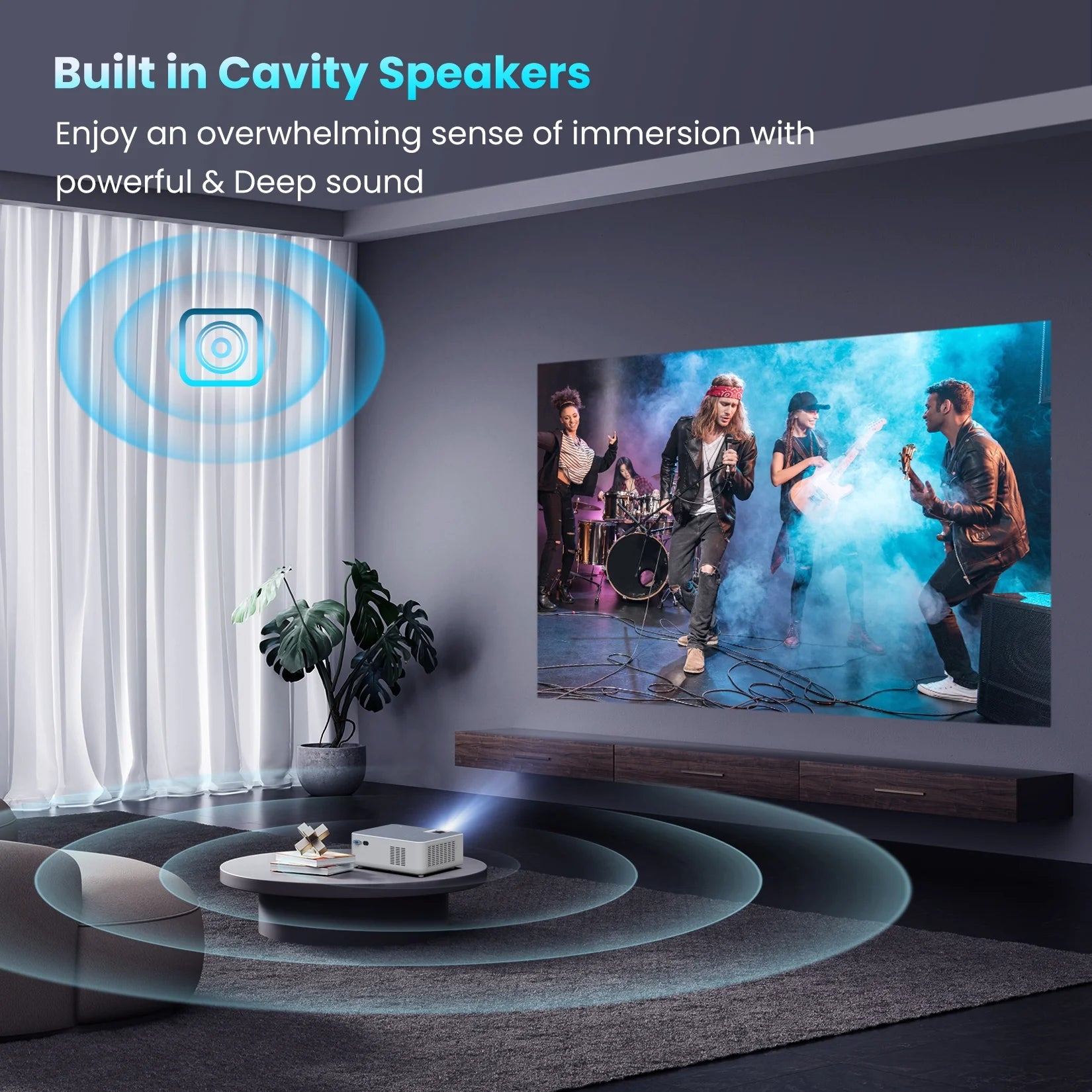Wifi Bluetooth Projector, Portable Movie Projector Native 1080P for Home &Outdoor, Full HD Video Projector Compatible with Phone/Laptop/Pc/ TV Stick/Usb/Sd Card (Tripod Included)
