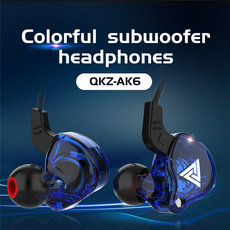 Original QKZ AK6 Copper Driver Hifi Wired Earphone 3.5MM Race Sport Headphone Bass Stereo Headset Music Earbuds in Ear with Mic