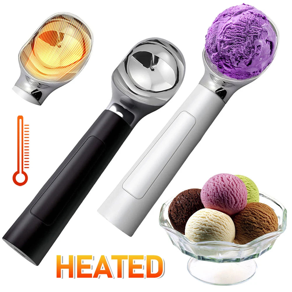 Electric Heated Ice Cream Scoop Rechargeable Self Heated Ice Cream Spoon with LED Display Softening Hard Ice Cream Easy to Clean