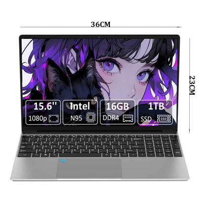 " 15.6"" Laptop, Intel Gen N95, 16GB RAM, 1TB Storage, FHD Display, Fingerprint Reader, Backlit Keyboard"