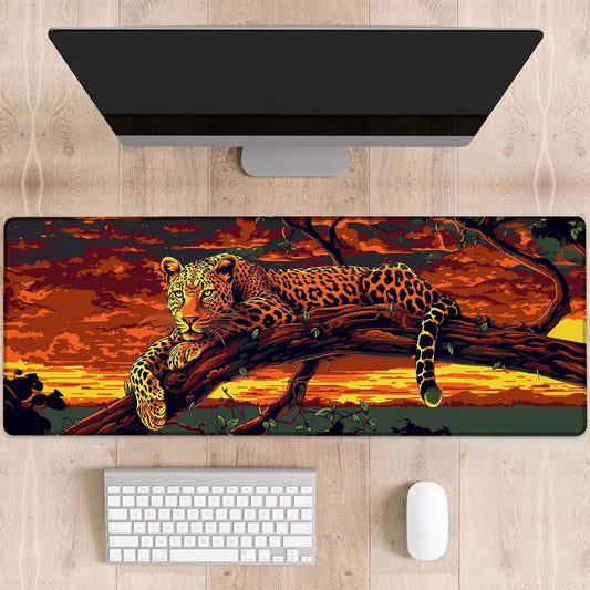 Leopard Gaming Mouse Pad Large Desk Mat for Computer Extended Keyboard Laptop