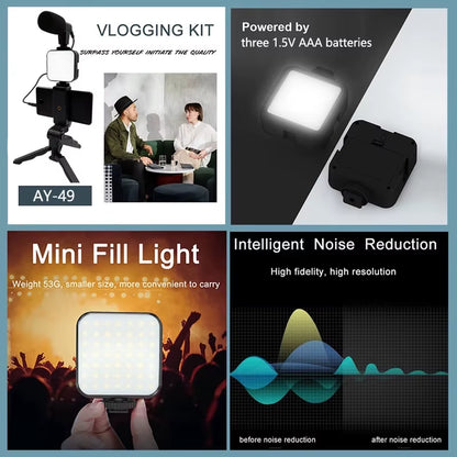 Phone Holder Photography Lighting Smartphone Video Kit Microphone LED Selfie Tripod Recording Handle Portable Stabilizer Bracket