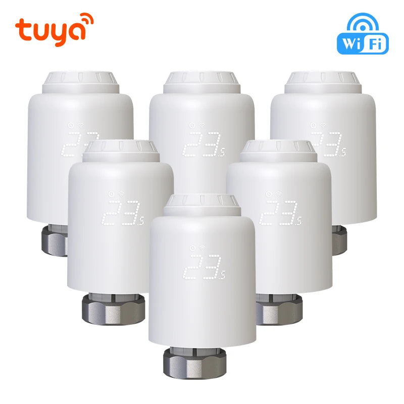 Tuya Smart Home Wifi Thermostatic Valve Radiator Smart TRV Radiator Head Valve Wifi Thermostat Alexa Google Home Smart Life