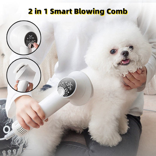 Smart Pet Hair Dryer - Silent Grooming Blow Dryer with Comb for Dogs & Cats (Safe & Gentle)