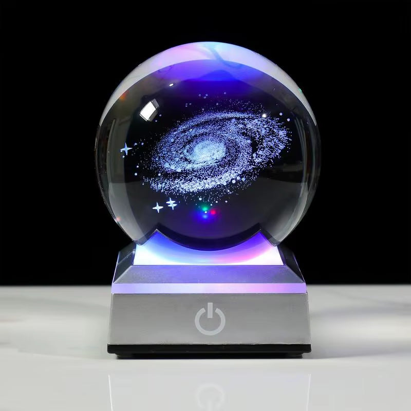 3D Crystal Ball LED Night Light: Solar System/Galaxy